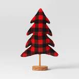 12" Buffalo Plaid Fabric Christmas Tree Figurine - Wondershop™ Red/Black