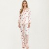 Anna-Kaci Lounge Women's 2-Piece Set Satin Heart Print Pajama Top with Contrast Piping Matched with Relaxed Straight-Leg Pants - 3 of 4