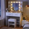 LACOO 32" Makeup Vanity Table Set with Adjustable Lights, Shelves and Drawers - 3 of 4