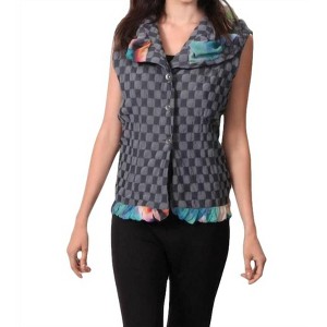 Women's Checkerboard Ruffled Vest - Angel Apparel - 1 of 2