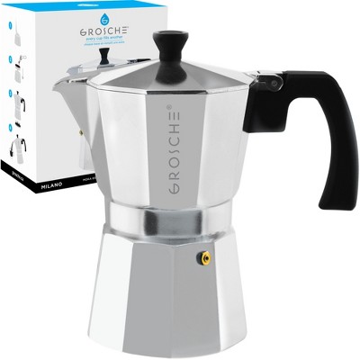 JoyJolt Italian Moka Pot Stovetop Aluminum Espresso Maker - 6 Cups - Silver