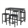 Oversart 5 Pieces Dining Table Set for 4,Black Bar Table Set with 4 Bar Stools Counter Height Bar Table and Chairs Set. - 2 of 4