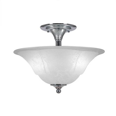 Toltec Lighting Any 2 - Light Flush Mount in  Chrome with 16" White Marble  Shade