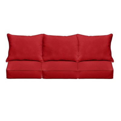 Sunbrella Jockey Outdoor Corded Sofa Pillow and Cushion Set Red