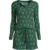 Lands' End Women's Brushed Cozy Waffle 2 Piece Pajama Set - Long Sleeve Top and Shorts - 3 of 4