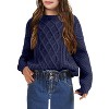 Girls' Cable Knit Sweater, Crew Neck Long - Sleeve Pullover for Kids, Casual Winter Fall Knitted Top - 3 of 3