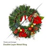 30 Inch Christmas Wreath, Prelit Christmas Door Wreath with 40 LED Lights Christmas Balls Bow - 2 of 4