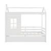 Twin Size House Bed Wood Platform Bed Frame with Twin Size Trundle/2 Drawers, White-ModernLuxe - 4 of 4