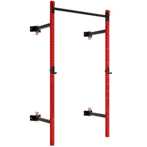 Soozier Folding Squat Rack with Pull Up Bar, Wall Mounted, 1000 Pounds Capacity Power Rack - 1 of 4