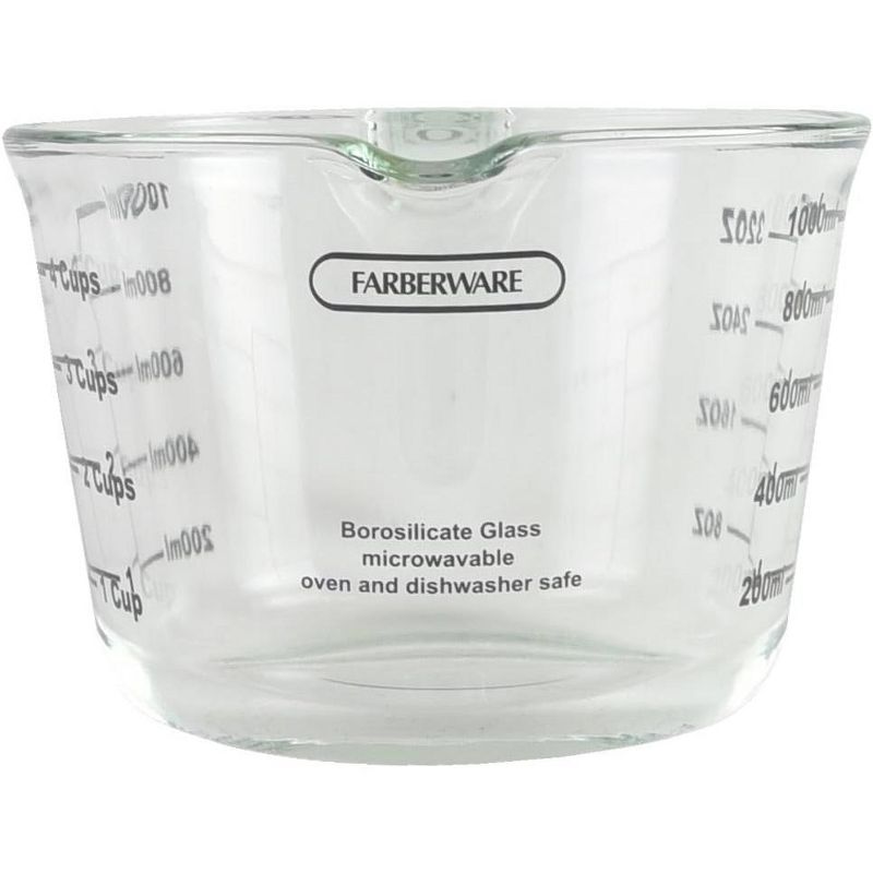 Farberware 4-Cup Borosilicate Glass Wet and Dry Measuring Cup with Oversized Measurements, Clear, 2 of 5