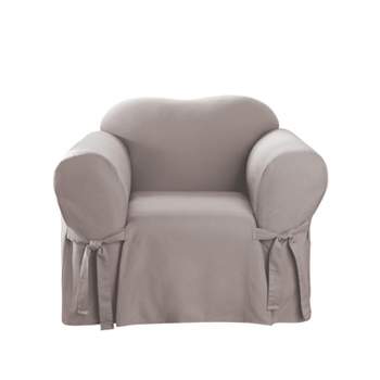 Cotton Duck Box Cushion Slipcover Light Gray - Sure Fit