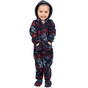 Footed Pajamas - Winter Whiteout Toddler Hoodie Fleece One Piece - 1 of 4