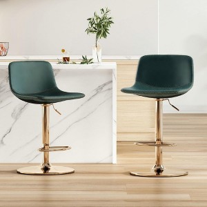 SEVOBAL Adjustable Bar Stools Set of 2 Swivel Bar Stool Height Stools Bar Chairs Leather Bar Stool Kitchen Island Barstools, Green, 16"*16.5"*38.6" - 1 of 4