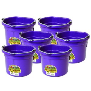 Little Giant P8FBPURPLE 2 Gallon All Purpose Heavy Duty Farm Flat Back Plastic Buckets for Supplies, Toys, Laundry, and Water, Purple, (6 Pack) - 1 of 4