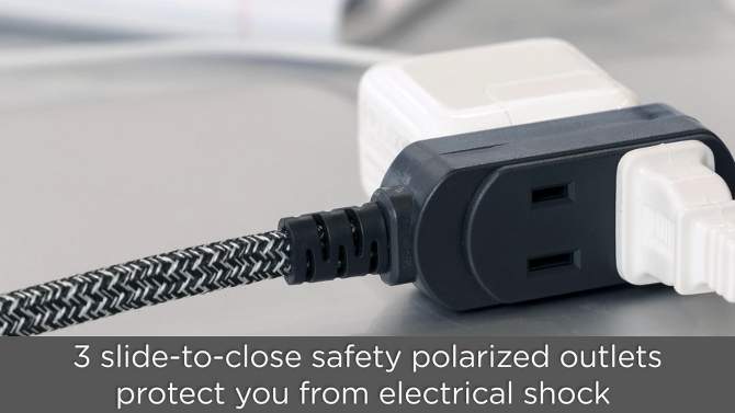 Cordinate 15&#39; 3 Outlet Polarized Extension Cord Dark Gray, 2 of 11, play video