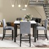 TiramisuBest 5psc Counter Height Dining Table Set with One Faux Marble Top Dining Table and Four Velvet-Upholstered Chairs,Black - 4 of 4