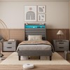 Bed Frame with Upholstered Headboard & Platform Base, Charging Station, LED Lights, Sturdy Wood Slat Support, No Box Spring Needed - 2 of 4