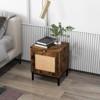Homhougo Rattan End Table - Set of 2, Wood Nightstand with Storage Shelf Brown - 4 of 4