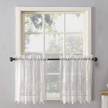 Collections Etc White Lace Crochet Valance With Wooden Beads Tassels ...