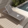 3pc Aluminum Patio Lounger Set, Outdoor Chaise Lounge with Coffee Table 4A, Silver -ModernLuxe - image 3 of 4