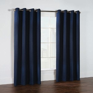 Thermalogic Cambridge Room Darkening Textured Fabric Created Dramatically Reduce Light Grommet Curtain Panel Navy - 1 of 4