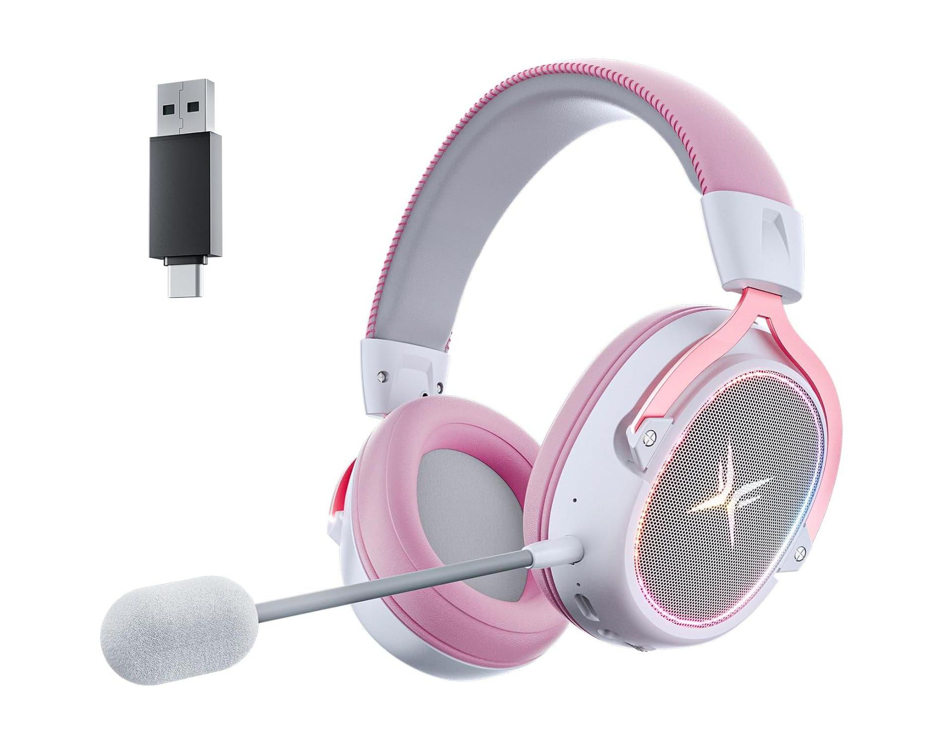 TAGRY K3 2.4GHz Wireless Gaming Headsets 7.1 Surround Sound Bluetooth Headphones 70H Playtime ENC Noise Cancelling Over Ear Game Headphone with Mic