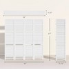 4 Panel 67" Tall Wood Privacy Screen Room Divider with 3 Shelves and Folding Storage for Bedroom - 3 of 4