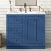 Vynxaria 36 inch Blue Single Sink Freestanding Bath Vanity with White Ceramic Top Two Silent Glide Drawers Two Soft Close Doors Adjustable Shelf - 4 of 4