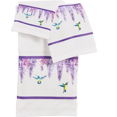 Collections Etc Colorful Hummingbird Purple Wisteria 3-Piece Towel Set