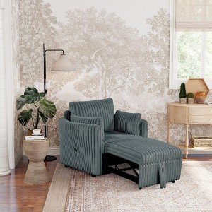 CLIHOME Convertible Lounge Chair with USB and 2 Pillows Single Sofa Bed Pullout Sleeper Sofa Couches - 1 of 4