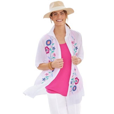 Woman Within Embroidered Gauze Shirt