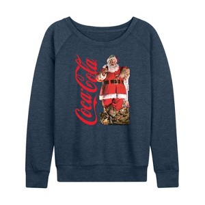 Women's - Coca-Cola - Vintage Santa Claus with Presents Lightweight French Terry Wide Neck Long Sleeve Shirt - 1 of 4