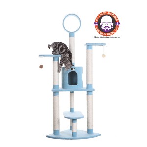 Armarkat B6605 65-Inch Classic Real Wood Cat Tree In Sky Blue, Jackson Galaxy Approved, Five Levels With Perch, Condo, Hanging Tunnel - 1 of 4