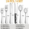 BRINJOY 24-Piece Stainless Steel Silverware Set - Mirror Polished Cutlery Set with Steak Knives for 4, Dishwasher Safe - 2 of 4