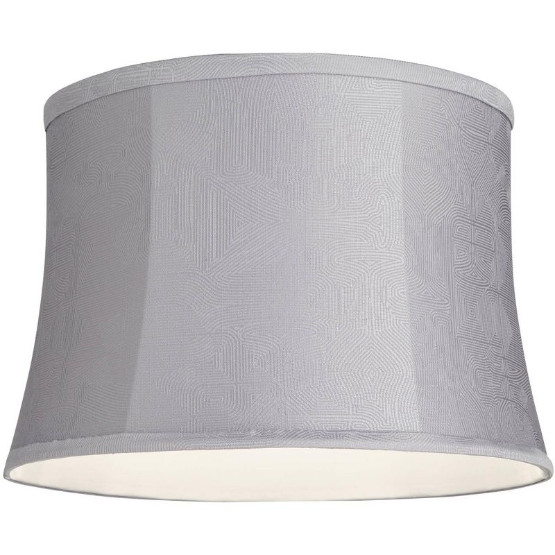 Springcrest Softback Drum Lamp Shade Gray White Medium 14" Top x 16" Bottom x 11" High Spider Replacement Harp and Finial Fitting, 4 of 8