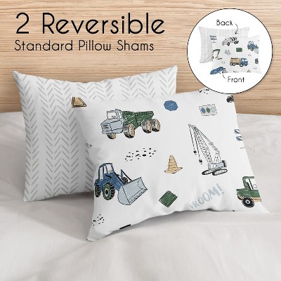 Sweet Jojo Designs Boy Full/Queen Comforter Bedding Set Construction Truck Green Blue and Grey 3pc. — фото 5
