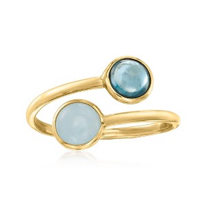 Ross-Simons Italian .90 Carat Aquamarine and .90 Carat London Blue Topaz Bypass Ring in 14kt Yellow Gold - 1 of 4