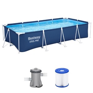 Bestway Steel ProRectangular Metal Frame Above Ground Outdoor Backyard Swimming Pool - 1 of 4