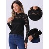 Allegra K Women's Semi Sheer Lace Long Sleeve Round Neck Work Casual Vintage Top - 2 of 4