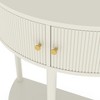 CIPACHO Creamy White Demi-Lune Console Table - Artisan Wave-Pattern, 2 Drawers & Bottom Shelf (Bedroom/Living Room) - 3 of 4