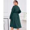 Women's Plus Size Button Down Maxi Dress V Neck Long Sleeve Business Casual Work Polo Shirt Long Dress with Pockets - 3 of 4