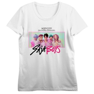 Kpop Demon Hunters The Saja Boys Still Image Women's White Crew Neck Short Sleeve T-shirt - 1 of 4
