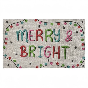 Stupell Industries Merry & Bright Ornament Border Printed Outdoor Imitation Sisal Door Mat, design by Emily Cromwell - 1 of 4