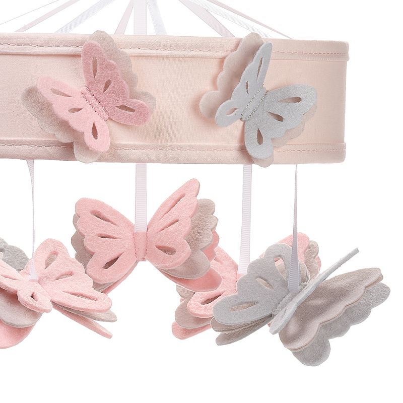 Lambs & Ivy Baby Blooms Pink Butterfly Musical Baby Crib Mobile Soother Toy, 3 of 8
