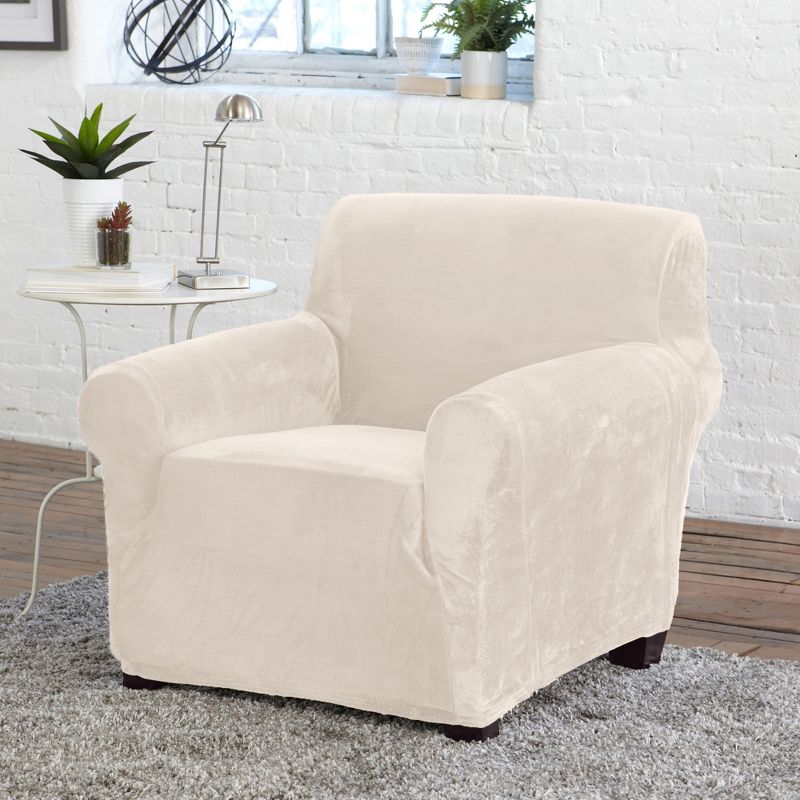 Great Bay Home Stretch Fit Velvet Chair Slipcover, 1 of 6