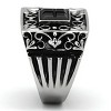 Slickblue Men's Fashion Ring, Jet Black Stone, Square Cut, Polished Silver Tone, Stainless Steel, Size 8 to 13 - 4 of 4