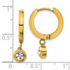 Chisel Stainless Steel Polished Yellow IP-plated CZ Dangle Hoop Earrings - 4 of 4