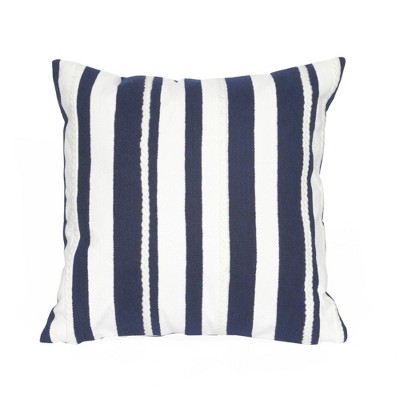 20"x20" Oversize Marina Striped Square Throw Pillow Blue - Liora Manne: Decorative, Nautical Style, Weather-Resistant
