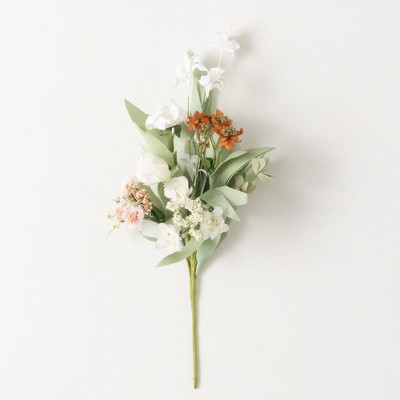 Sullivans Artificial Mixed Wild Flower Pick 15"H; White