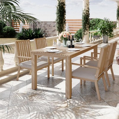 Heynemo 5 Pieces Patio Dining Sets, Aluminum Outdoor Dining Table with 4 Chairs & Removable Cushion for Lawn, Garden, Backyard